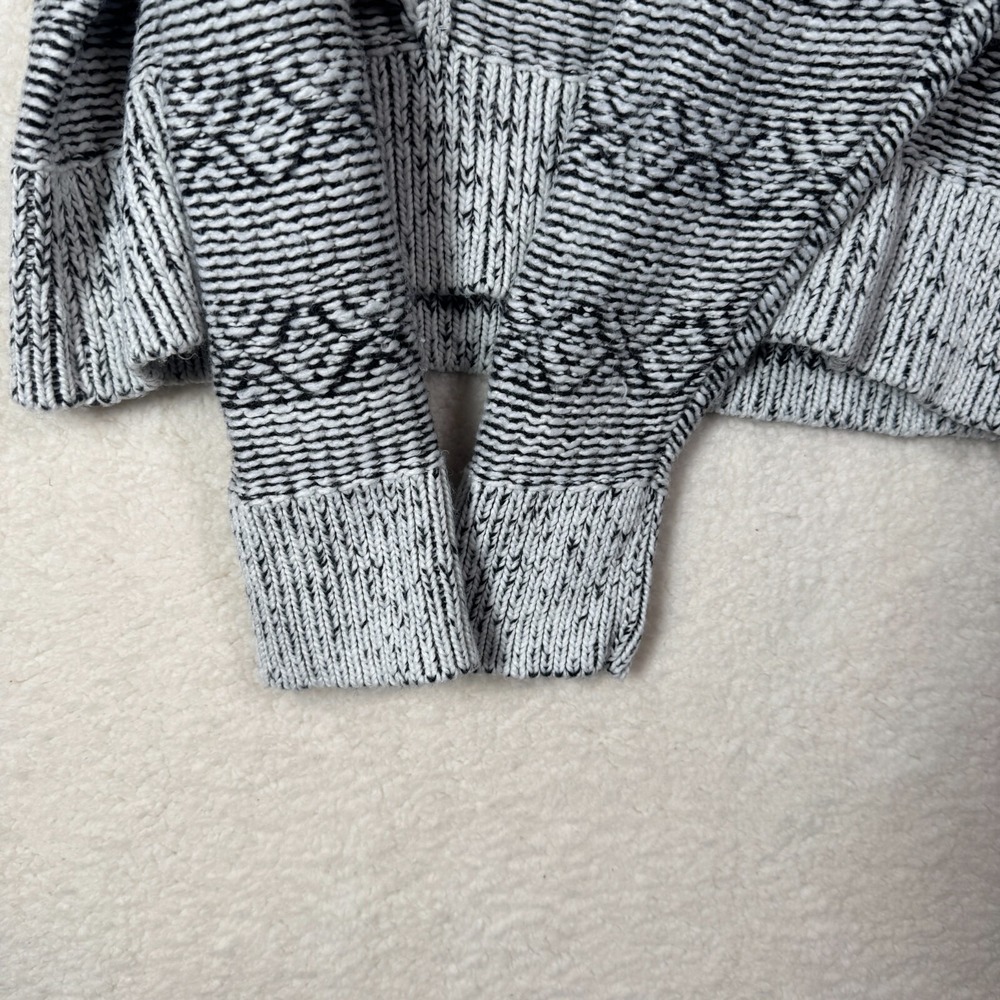 Gap Womens XXL Wool Blend Boho Fringe Black White Chunky Knit Geometric Sweater - Picture 3 of 6